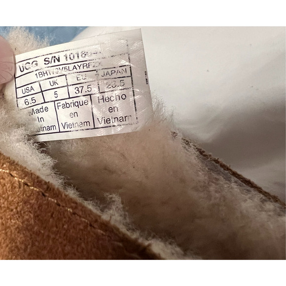 UGG Kasen Ankle Boots Womens 6.5 Tan Suede Leather Shearling Lined 3" Block Heel - Picture 4 of 10